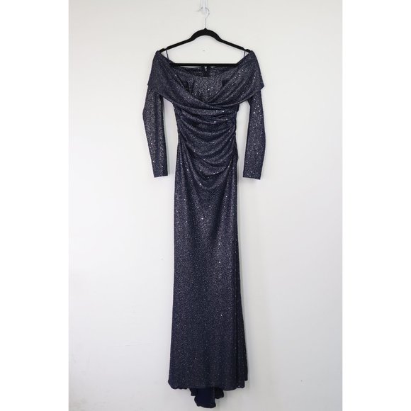 NEW Talbot Runhof Mermaid Sequin Gown Off The Shoulder Metallic Maxi Dress 4 - Picture 4 of 9